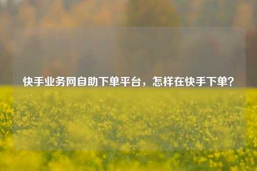 快手业务网自助下单平台，怎样在快手下单？