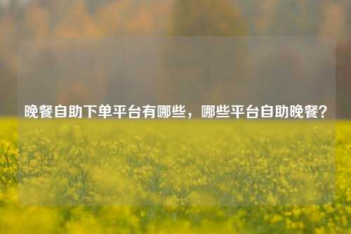 晚餐自助下单平台有哪些，哪些平台自助晚餐？