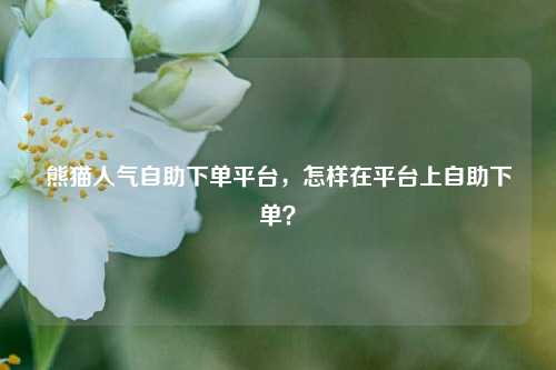 熊猫人气自助下单平台，怎样在平台上自助下单？